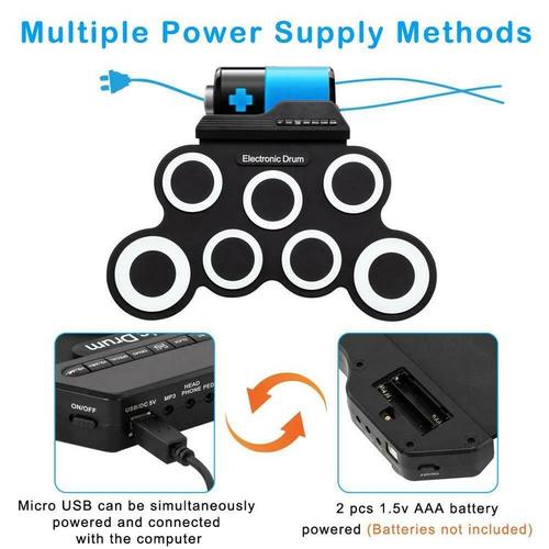 Electronic Drum Set - Roll up silicone drums & accessories