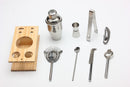 9pcs Wooden Stand Cocktail Shaker Set - Stainless Steel