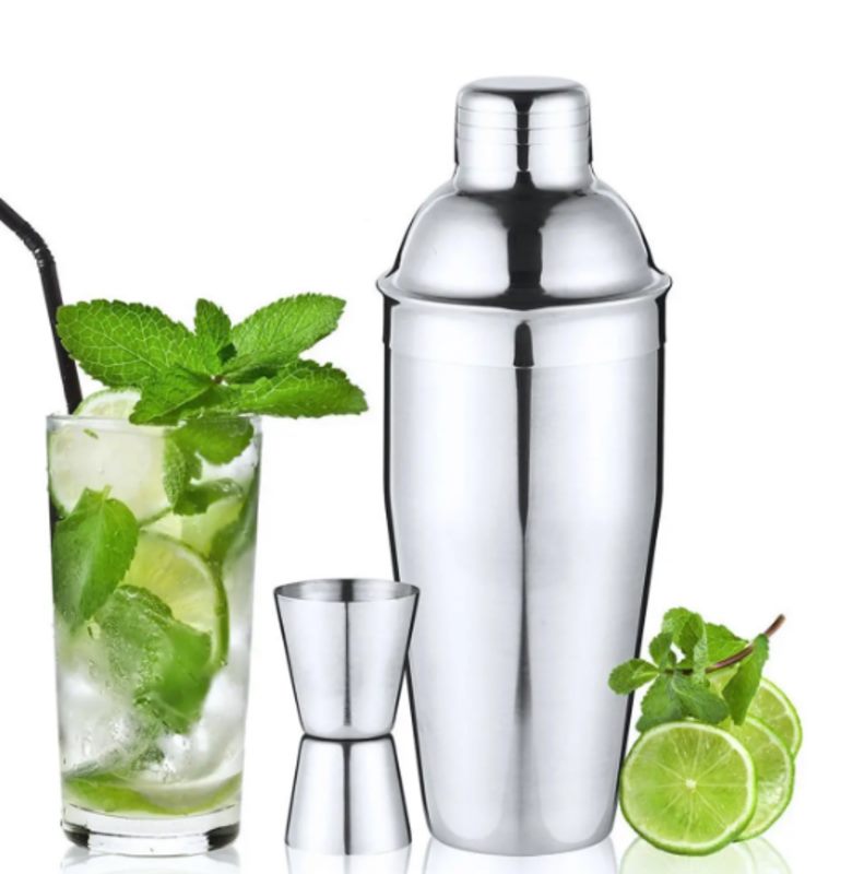 9pcs Wooden Stand Cocktail Shaker Set - Stainless Steel