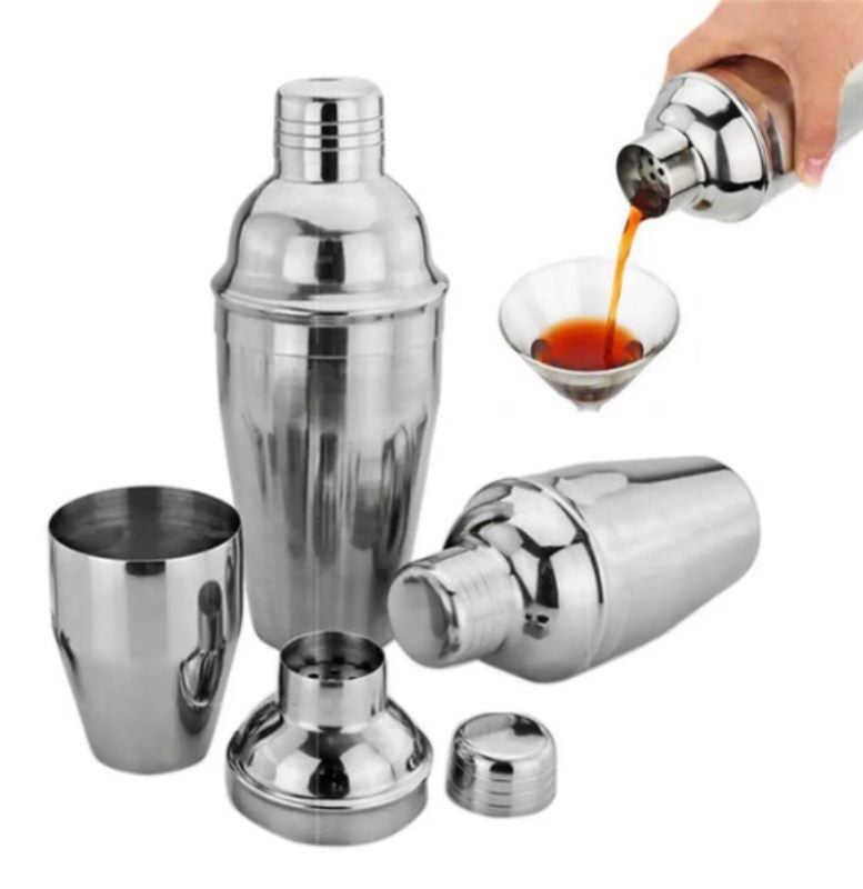 9pcs Wooden Stand Cocktail Shaker Set - Stainless Steel