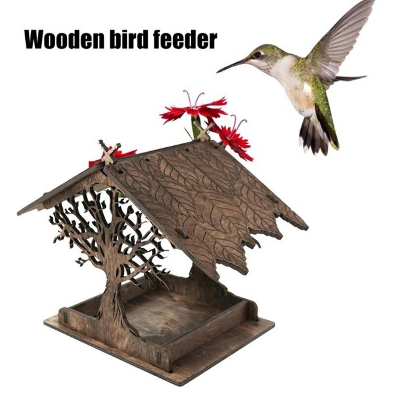 Hanging Wooden Bird Feeder