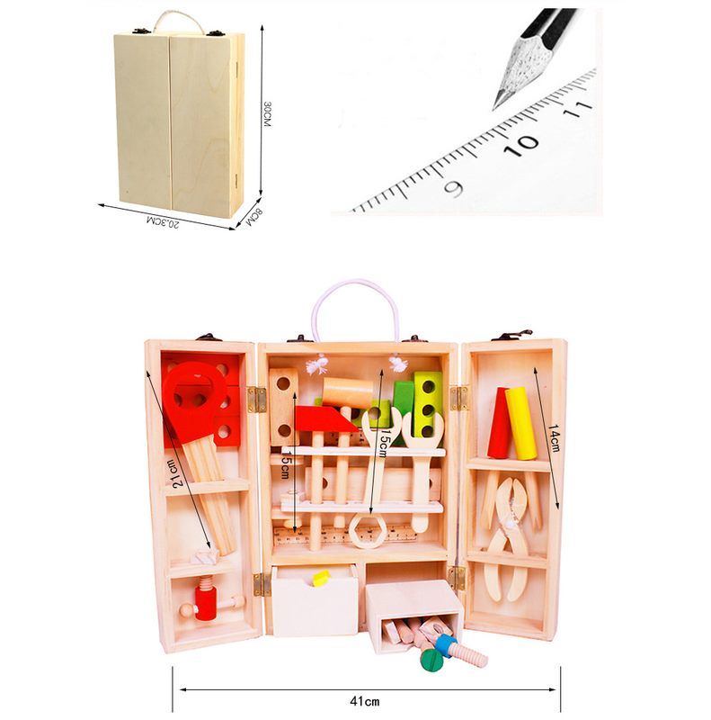 Kids Wooden Tool Set with Box 36Pcs