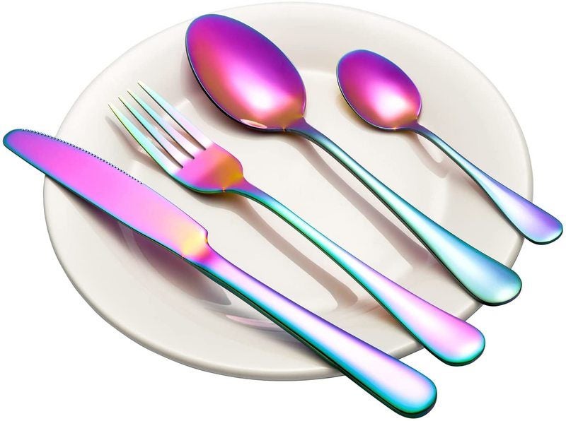 24 Piece Multicoloured Cutlery Set