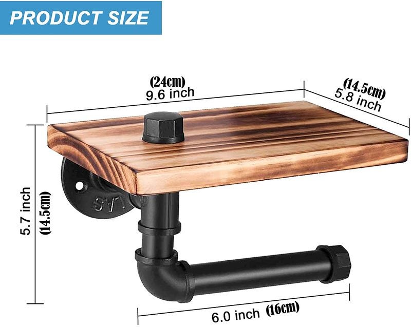 Wooden Phone Shelf Toilet Paper Roll Holder