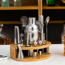 Wooden Stand Cocktail Shaker Set - 12 Piece