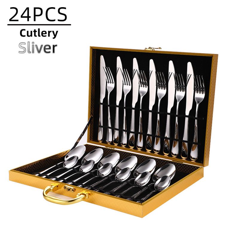 24 Piece Multicoloured Cutlery Set