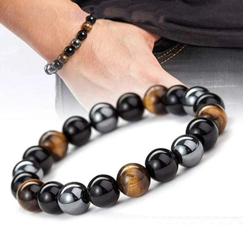 Triple Protection Bracelet - Black Obsidian, Tiger's eye, Hematite