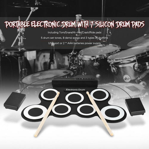 Electronic Drum Set - Roll up silicone drums & accessories