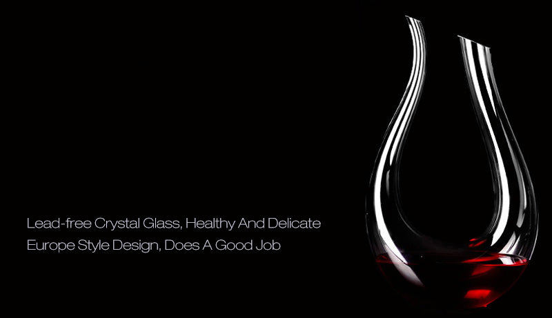 1200ml Luxurious Crystal Glass U-shaped Horn Wine Decanter Wine Pourer Red Wine Carafe Aerator - Nifti NZ