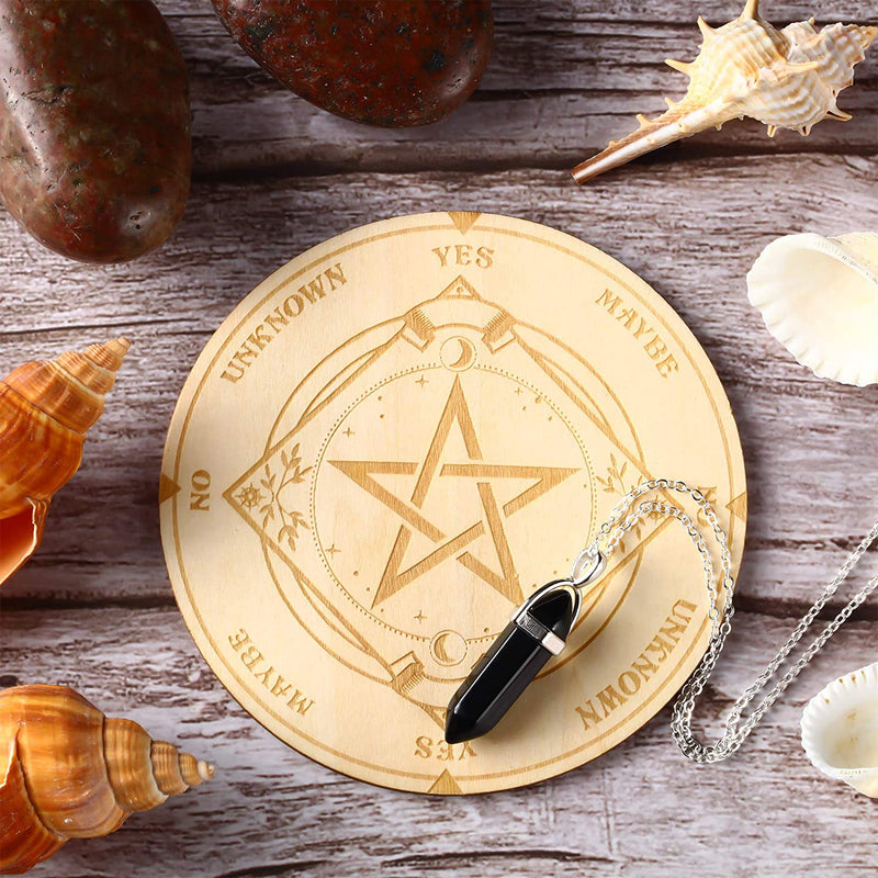 Star Pendulum Divination Metaphysical Message Board with a Crystal Pendulum Necklace