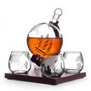 Whiskey Decanter Spirits 34Oz Glass Globe Ship & Glasses - Perfect Gift - Nifti NZ