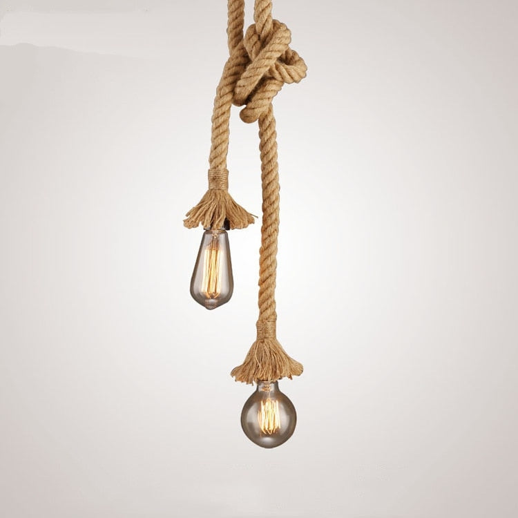 Retro Hemp Rope Pendant Lights - Vintage Loft Industrial Hanging Lamp - Nifti NZ