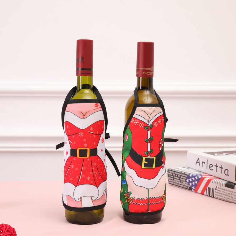 Mini Christmas Apron Wine Bottle Cover For Wine & Liquor bottles Gift - Nifti NZ