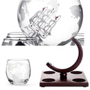 Whiskey Decanter Spirits 34Oz Glass Globe Ship & Glasses - Perfect Gift - Nifti NZ