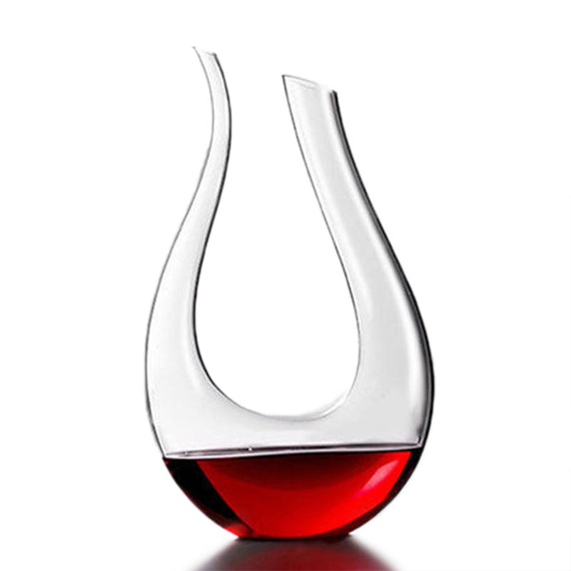 1200ml Luxurious Crystal Glass U-shaped Horn Wine Decanter Wine Pourer Red Wine Carafe Aerator - Nifti NZ