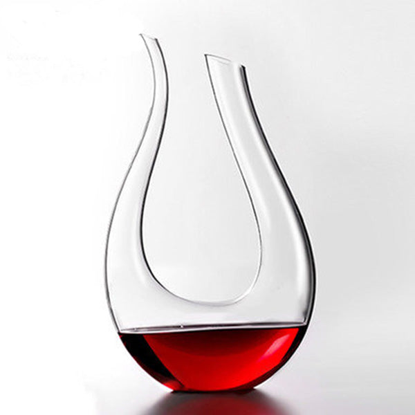 1200ml Luxurious Crystal Glass U-shaped Horn Wine Decanter Wine Pourer Red Wine Carafe Aerator - Nifti NZ