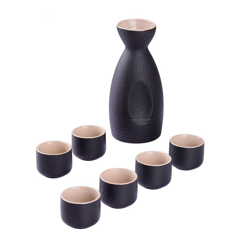 Ceramic Sake Cups & Dispenser - Japanese Style Home Retro Drinkware Sets