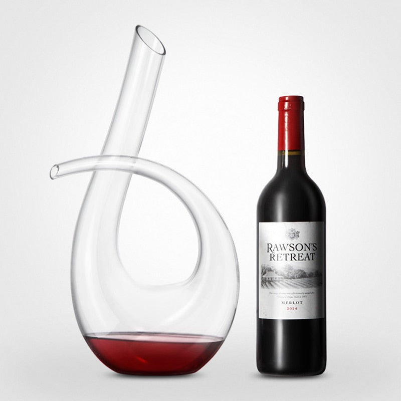 1200ml Luxurious Crystal Glass U-shaped Horn Wine Decanter Wine Pourer Red Wine Carafe Aerator - Nifti NZ