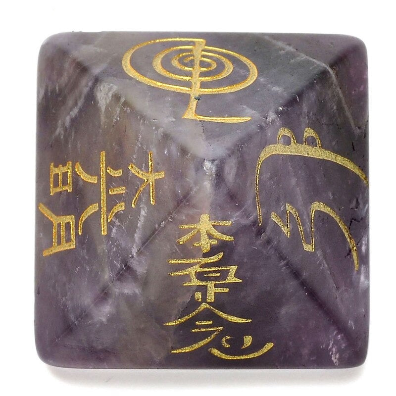 Usui Reiki Symbol Amethyst Crystal Pyramid - 2.5cm