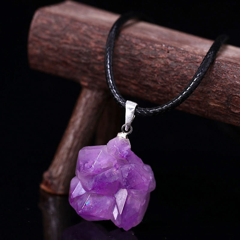 Natural Amethyst Reiki Healing Stone Pendant