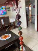 Reiki Healing 7 Chakra Tumbled Gemstone Hanging - with Tassel