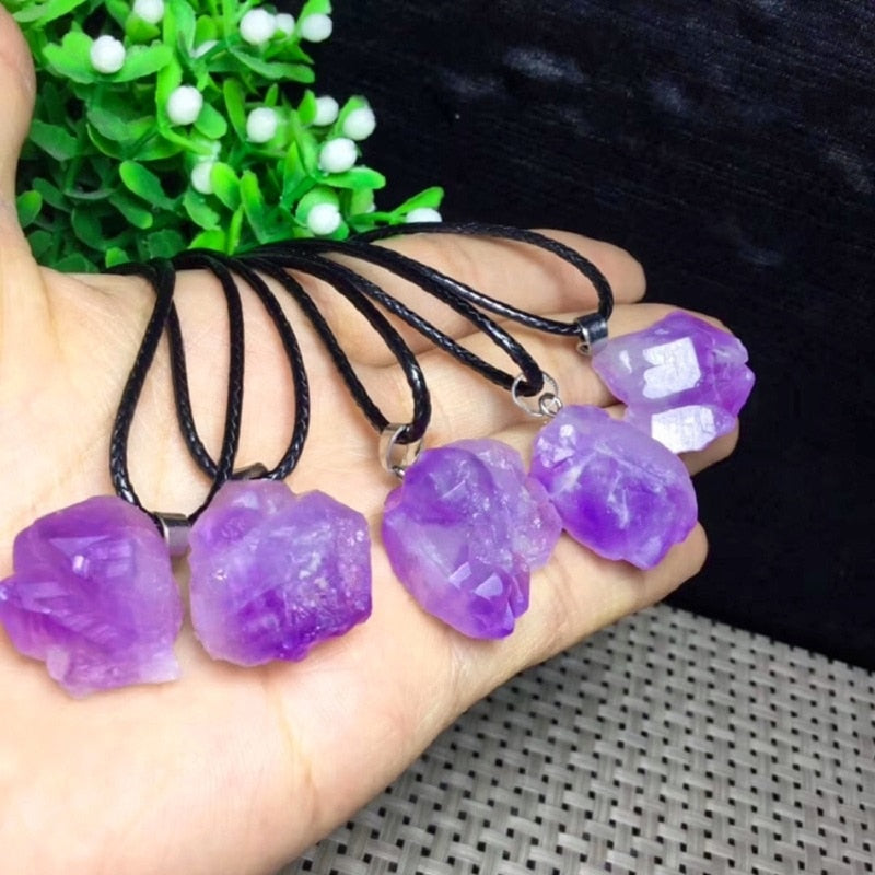 Natural Amethyst Reiki Healing Stone Pendant