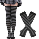 Striped Women's Arm Sleeves & Leg Warmers Set - Cute Knee-length Warm Socks